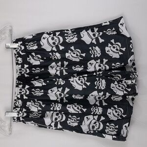 Pirate Cross Bones Boys Swim Trunks Black White Drawstring